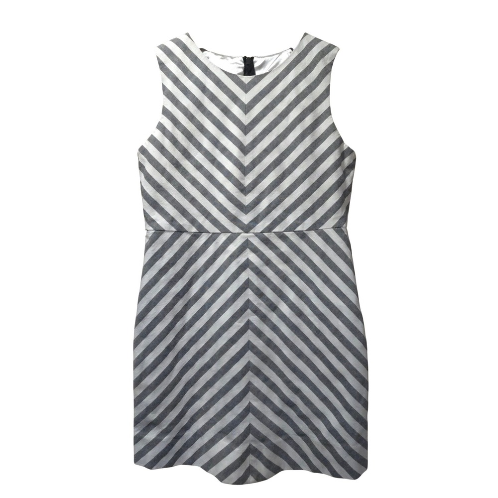 Milly Minis Girls Size 8 Grey White Chevron Stripe Sleeveless Shift Dress